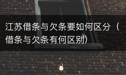 江苏借条与欠条要如何区分（借条与欠条有何区别）