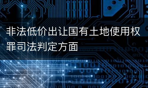 非法低价出让国有土地使用权罪司法判定方面