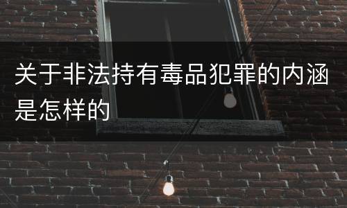 关于非法持有毒品犯罪的内涵是怎样的