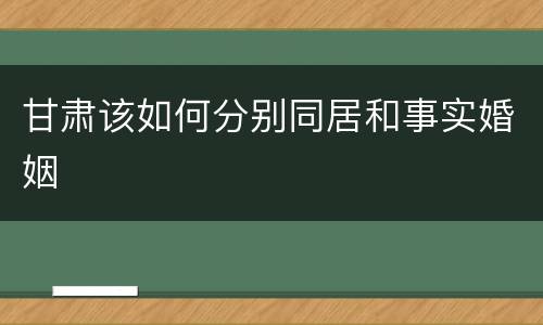 甘肃该如何分别同居和事实婚姻