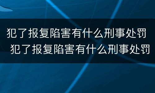 犯了报复陷害有什么刑事处罚 犯了报复陷害有什么刑事处罚吗