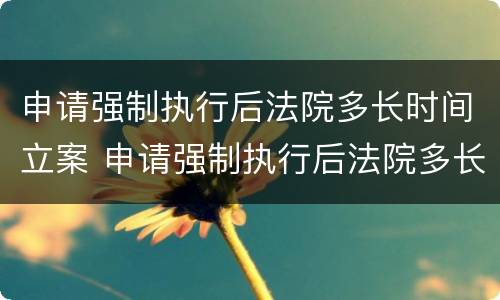 申请强制执行后法院多长时间立案 申请强制执行后法院多长时间立案呢