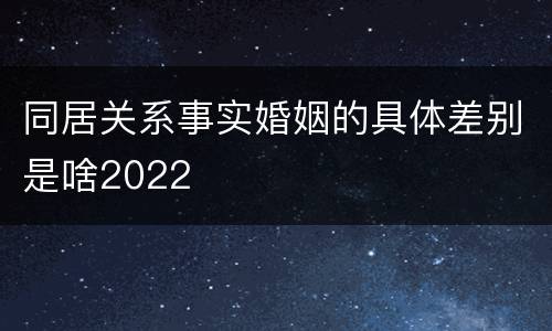 同居关系事实婚姻的具体差别是啥2022
