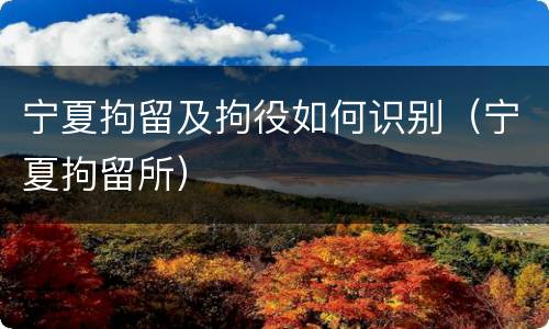 宁夏拘留及拘役如何识别（宁夏拘留所）