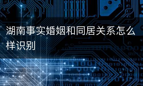 湖南事实婚姻和同居关系怎么样识别