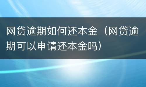 网贷逾期如何还本金（网贷逾期可以申请还本金吗）