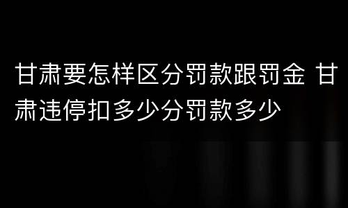甘肃要怎样区分罚款跟罚金 甘肃违停扣多少分罚款多少