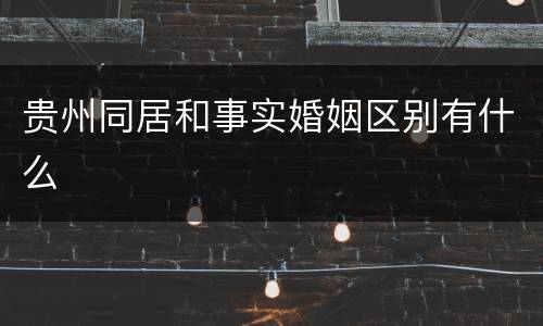 贵州同居和事实婚姻区别有什么