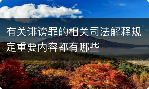 有关诽谤罪的相关司法解释规定重要内容都有哪些