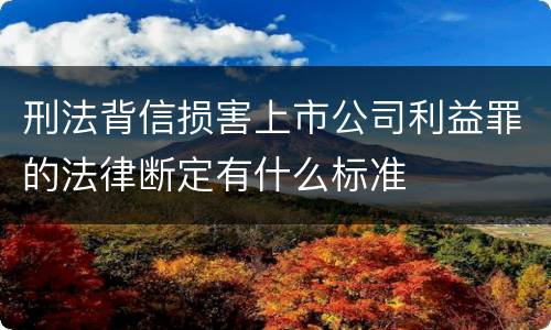 刑法背信损害上市公司利益罪的法律断定有什么标准