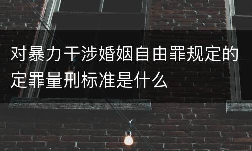 对暴力干涉婚姻自由罪规定的定罪量刑标准是什么