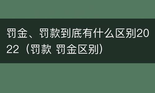 罚金、罚款到底有什么区别2022（罚款 罚金区别）
