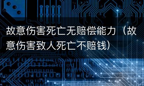 故意伤害死亡无赔偿能力（故意伤害致人死亡不赔钱）