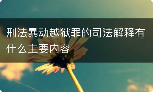 刑法暴动越狱罪的司法解释有什么主要内容