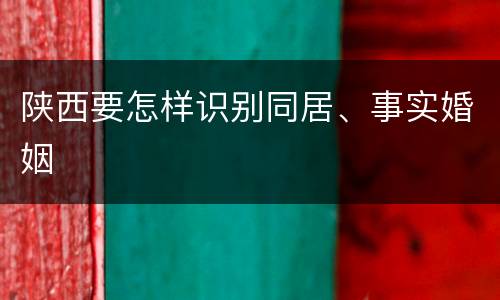 陕西要怎样识别同居、事实婚姻