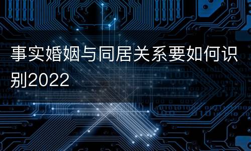 事实婚姻与同居关系要如何识别2022