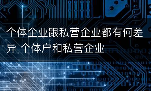 个体企业跟私营企业都有何差异 个体户和私营企业