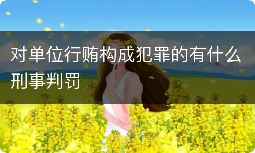 对单位行贿构成犯罪的有什么刑事判罚
