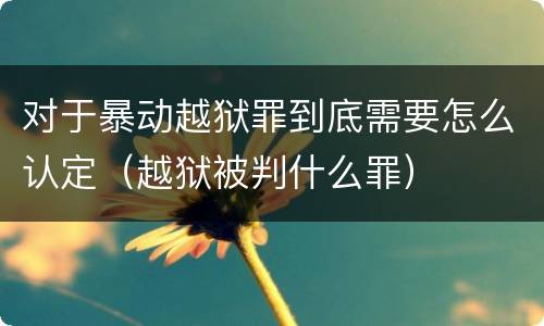 对于暴动越狱罪到底需要怎么认定（越狱被判什么罪）