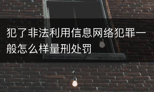 犯了非法利用信息网络犯罪一般怎么样量刑处罚