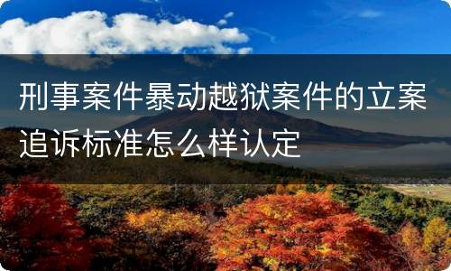 刑事案件暴动越狱案件的立案追诉标准怎么样认定