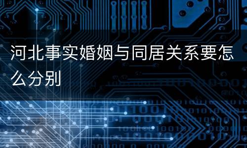 河北事实婚姻与同居关系要怎么分别