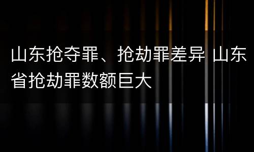 山东抢夺罪、抢劫罪差异 山东省抢劫罪数额巨大