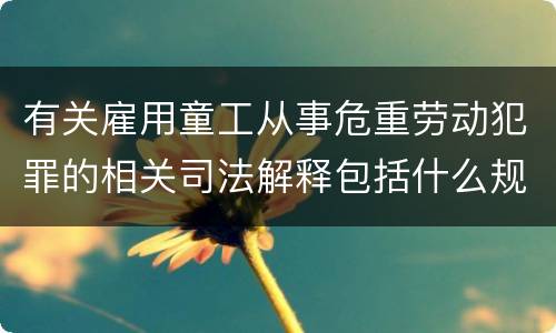 有关雇用童工从事危重劳动犯罪的相关司法解释包括什么规定