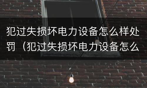 犯过失损坏电力设备怎么样处罚（犯过失损坏电力设备怎么样处罚的）