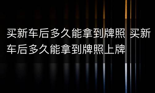 买新车后多久能拿到牌照 买新车后多久能拿到牌照上牌