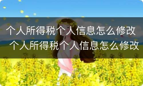 个人所得税个人信息怎么修改 个人所得税个人信息怎么修改申请