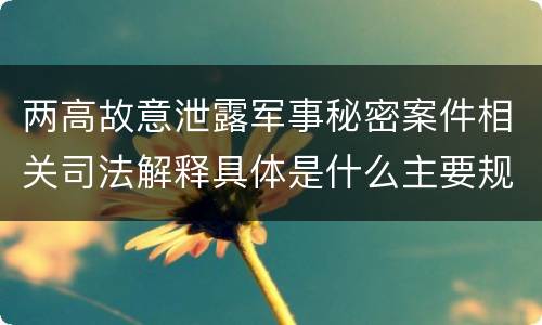 两高故意泄露军事秘密案件相关司法解释具体是什么主要规定