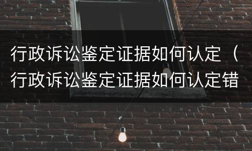 行政诉讼鉴定证据如何认定（行政诉讼鉴定证据如何认定错误）