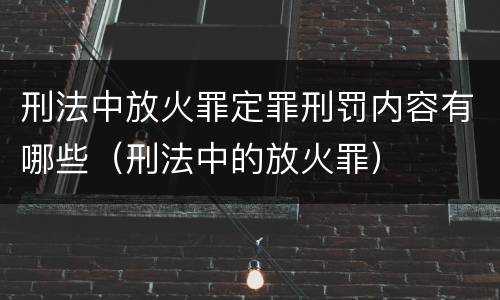 刑法中放火罪定罪刑罚内容有哪些（刑法中的放火罪）