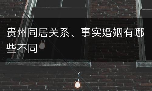 贵州同居关系、事实婚姻有哪些不同