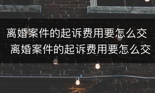 离婚案件的起诉费用要怎么交 离婚案件的起诉费用要怎么交税