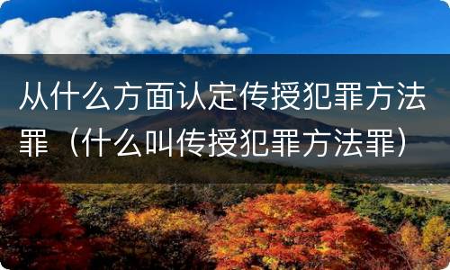 从什么方面认定传授犯罪方法罪（什么叫传授犯罪方法罪）