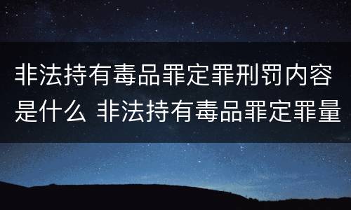 非法持有毒品罪定罪刑罚内容是什么 非法持有毒品罪定罪量刑