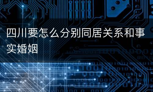 四川要怎么分别同居关系和事实婚姻
