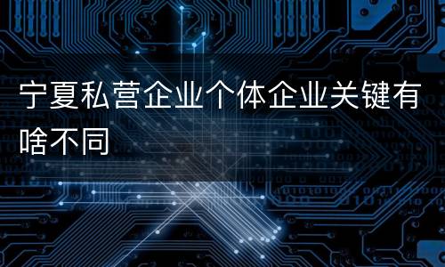 宁夏私营企业个体企业关键有啥不同