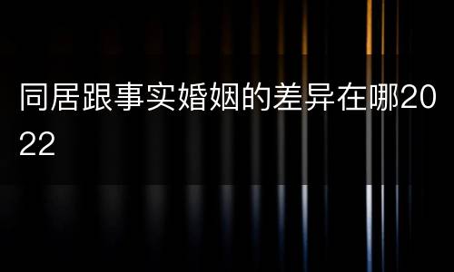 同居跟事实婚姻的差异在哪2022