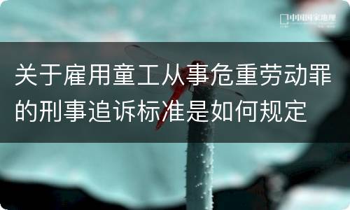 关于雇用童工从事危重劳动罪的刑事追诉标准是如何规定