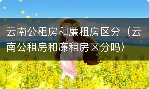 云南公租房和廉租房区分（云南公租房和廉租房区分吗）