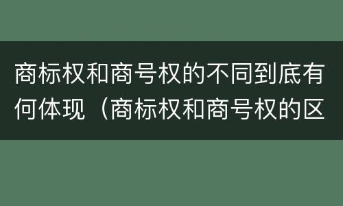 商标权和商号权的不同到底有何体现（商标权和商号权的区别）