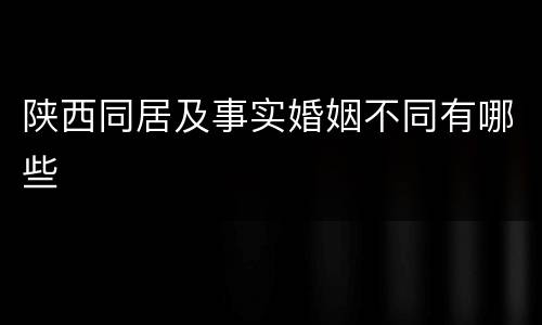 陕西同居及事实婚姻不同有哪些