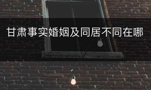 甘肃事实婚姻及同居不同在哪