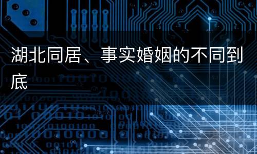 湖北同居、事实婚姻的不同到底