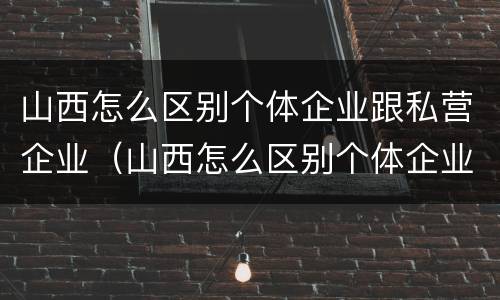 山西怎么区别个体企业跟私营企业（山西怎么区别个体企业跟私营企业呢）