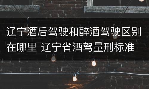 辽宁酒后驾驶和醉酒驾驶区别在哪里 辽宁省酒驾量刑标准