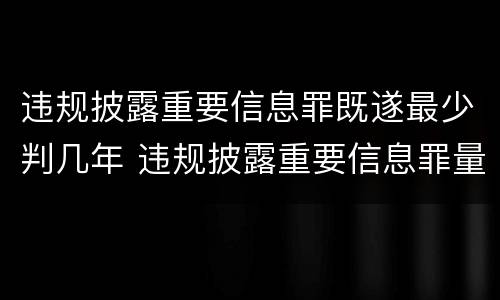 违规披露重要信息罪既遂最少判几年 违规披露重要信息罪量刑